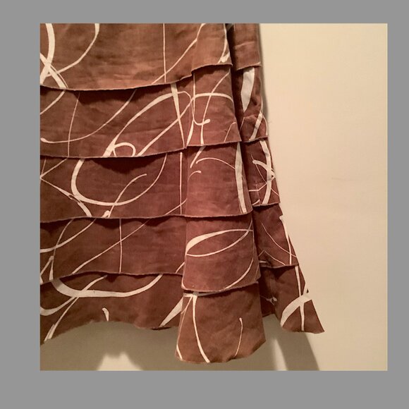 Classic Acorn Cinnamon Sassy tiered Linen Flared Skirt, Fully lined, Size 14 - Picture 2 of 5